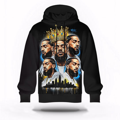 Nipsey Hussle Multi Portrait Hoodie Urban Street Tribute, Rapper 3D Hoodie, Rap Legends Hoodie