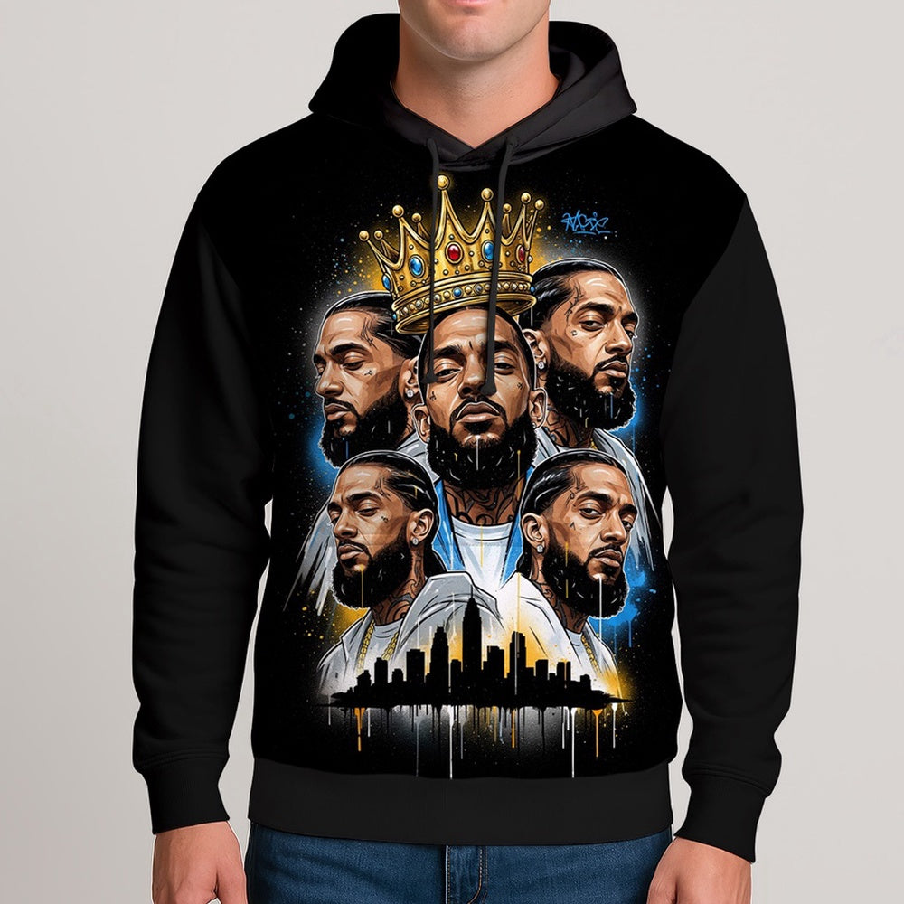 Nipsey Hussle Multi Portrait Hoodie Urban Street Tribute, Rapper 3D Hoodie, Rap Legends Hoodie