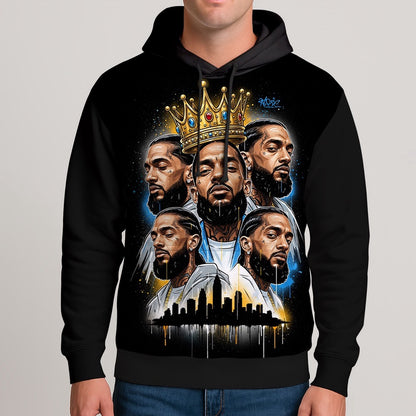 Nipsey Hussle Multi Portrait Hoodie Urban Street Tribute, Rapper 3D Hoodie, Rap Legends Hoodie
