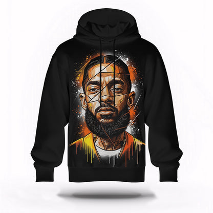 Nipsey Hussle Realistic Portrait Hoodie Urban Hip Hop Art, Rapper 3D Hoodie, Rap Legends Hoodie
