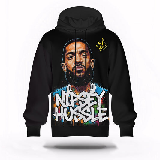 Nipsey Hussle Street Portrait Hoodie Classic Rap Legend Look, Rapper 3D Hoodie, Rap Legends Hoodie