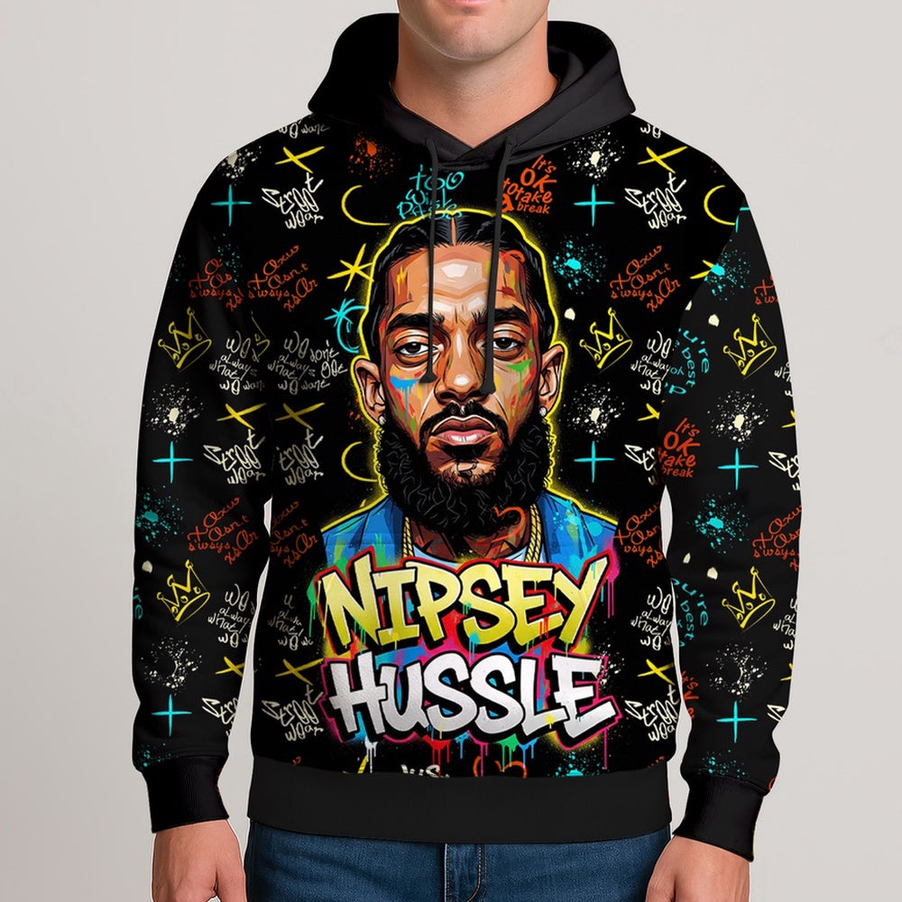 Nipsey Hussle Abstract Graffiti Hoodie Urban Hip Hop Style, Rapper 3D Hoodie, Rap Legends Hoodie
