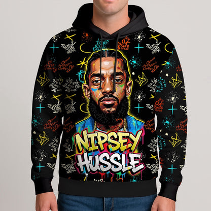 Nipsey Hussle Abstract Graffiti Hoodie Urban Hip Hop Style, Rapper 3D Hoodie, Rap Legends Hoodie