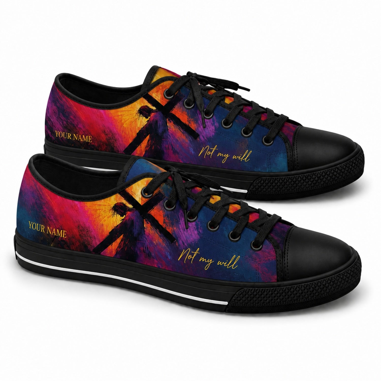Not My Will Cross Artistic Personalized Low Top Shoes black shoes  