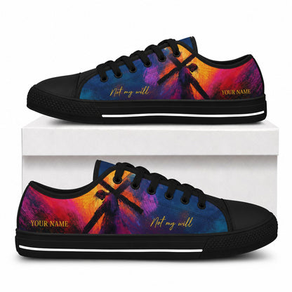 Not My Will Cross Artistic Personalized Low Top Shoes box black  