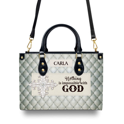 Nothing Is Impossible With God Personalized Leather Handbag - Jesus Handbag