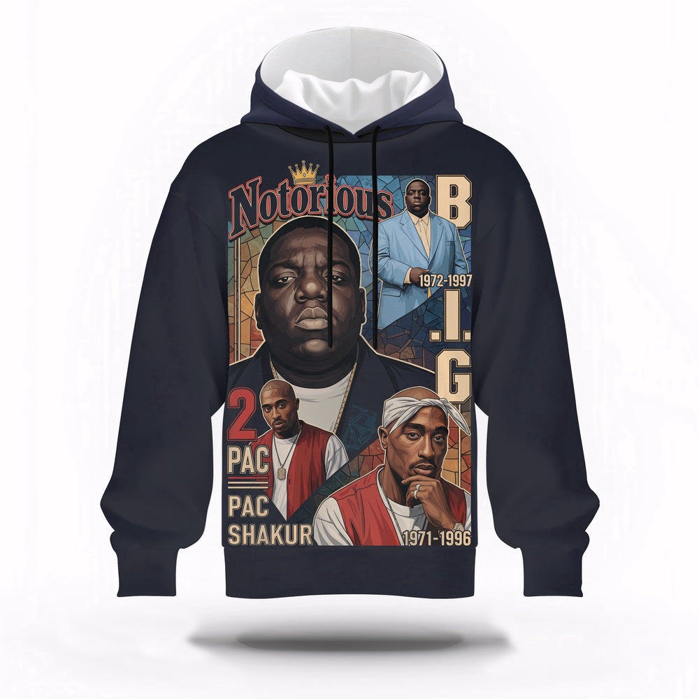 Notorious BIG Biggie Portrait Hoodie, Rapper 3D Hoodie, Rap Legends Hoodie