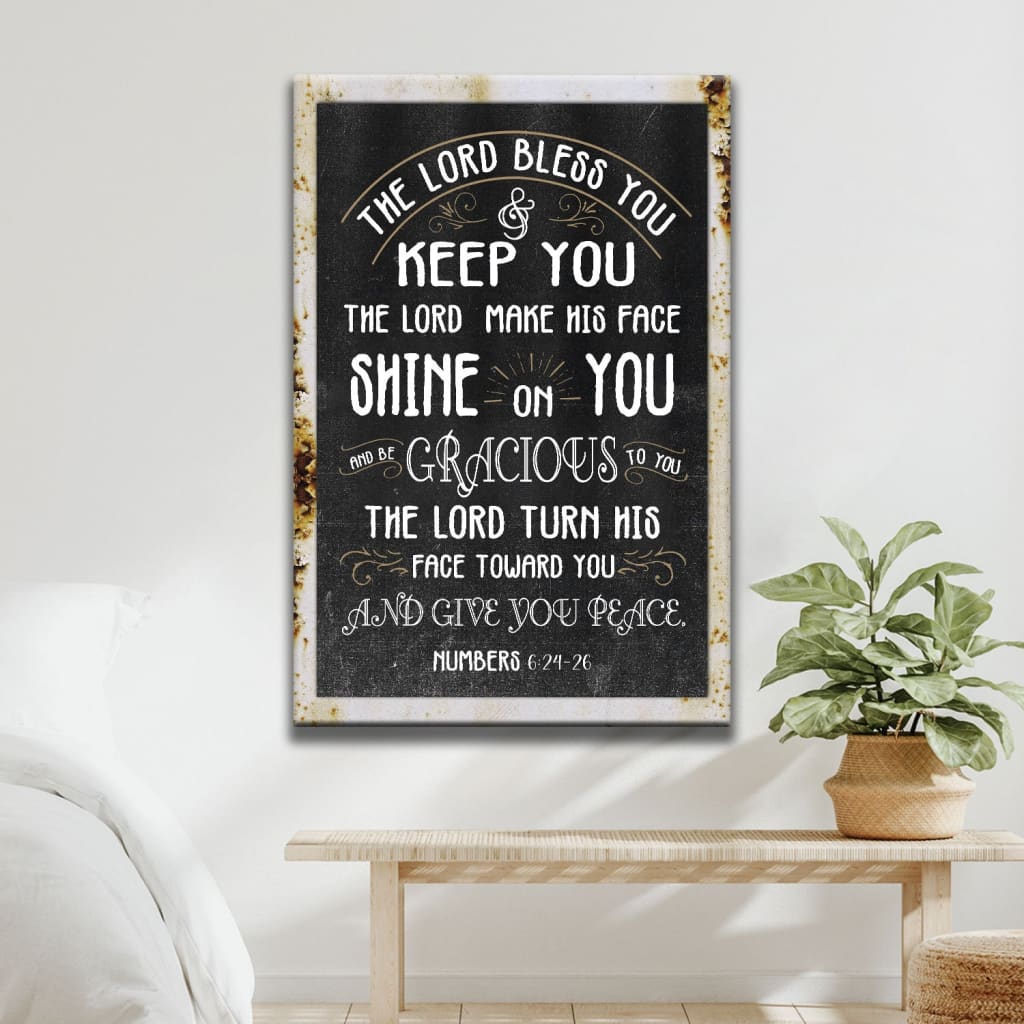 Numbers 624-26 The Lord Bless You And Keep You, Rustic Farmhouse, Wall Art Canvas
