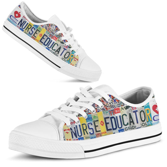 Nurse Educator License Plates Low Top Shoes, Teacher Shoes, Low Top Sneakers