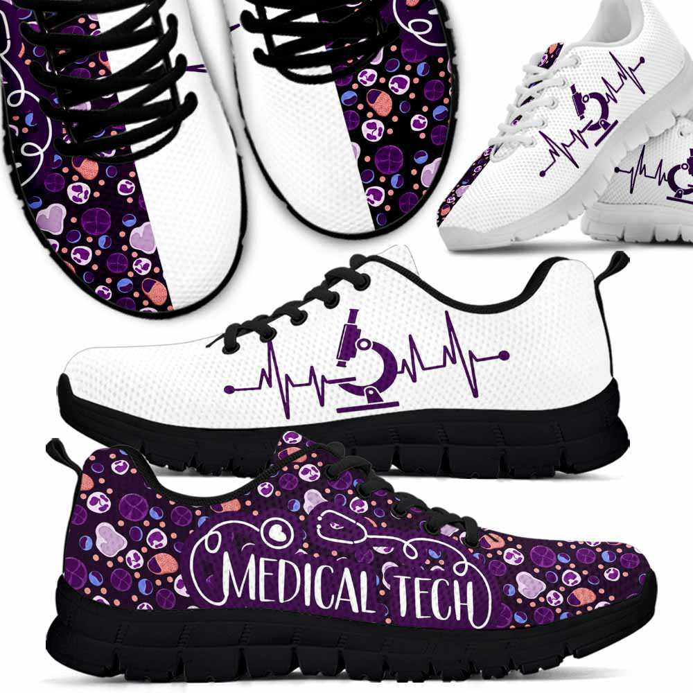 Nurse Sneaker, Med Tech Purple White Blood Cell Medical Tech Sneakers, Best Shoes For Nurses