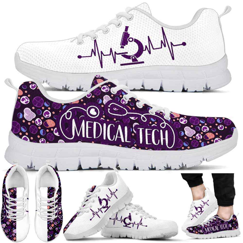 Nurse Sneaker, Med Tech Purple White Blood Cell Medical Tech Sneakers, Best Shoes For Nurses