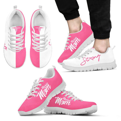 Nurse Sneaker, Nurse-Strong Mom Pink White Sneakers Shoes, Best Shoes For Nurses