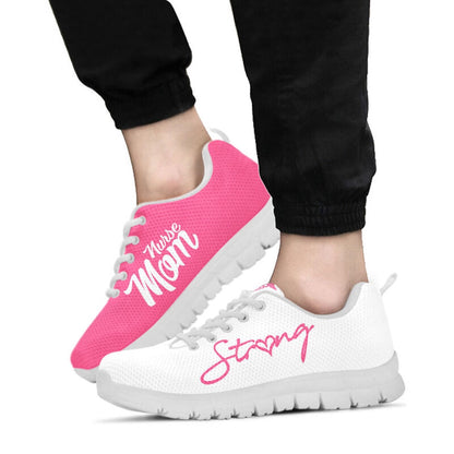 Nurse Sneaker, Nurse-Strong Mom Pink White Sneakers Shoes, Best Shoes For Nurses