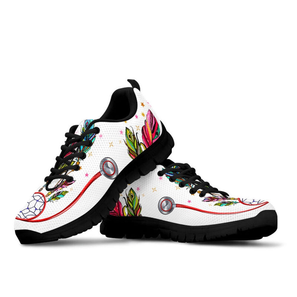 Nurse Sneaker, Nurse Dreamcatcher Black Soles Sneakers, Best Shoes For Nurses