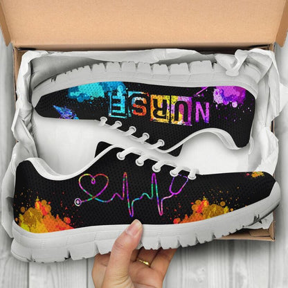Nurse Sneaker, Nurse Heartbeat Art Sneakers Shoes, Best Shoes For Nurses