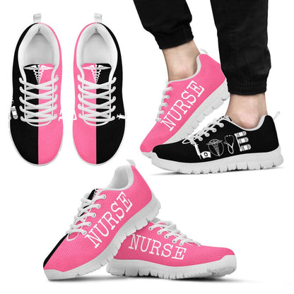Nurse Sneaker, Nurse Love Black Pink Sneakers Shoes, Best Shoes For Nurses