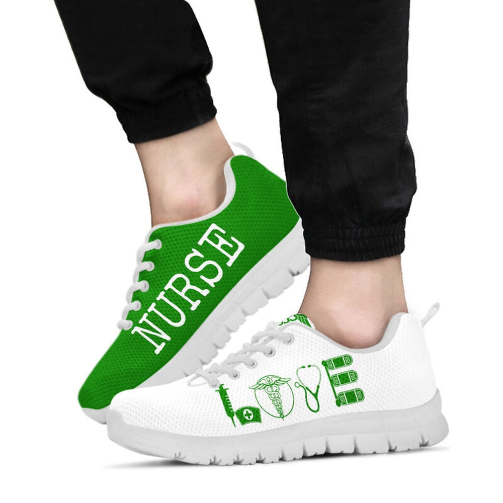 Nurse Sneaker, Nurse Love Green White Sneakers S, Best Shoes For Nurses