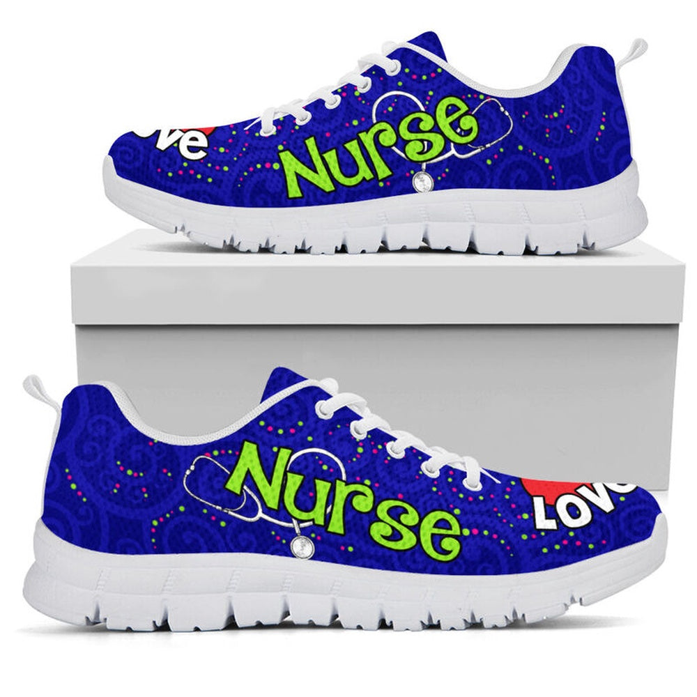 Nurse Sneaker, Nurse Love Inspire Navy Blue Sneakers, Best Shoes For Nurses