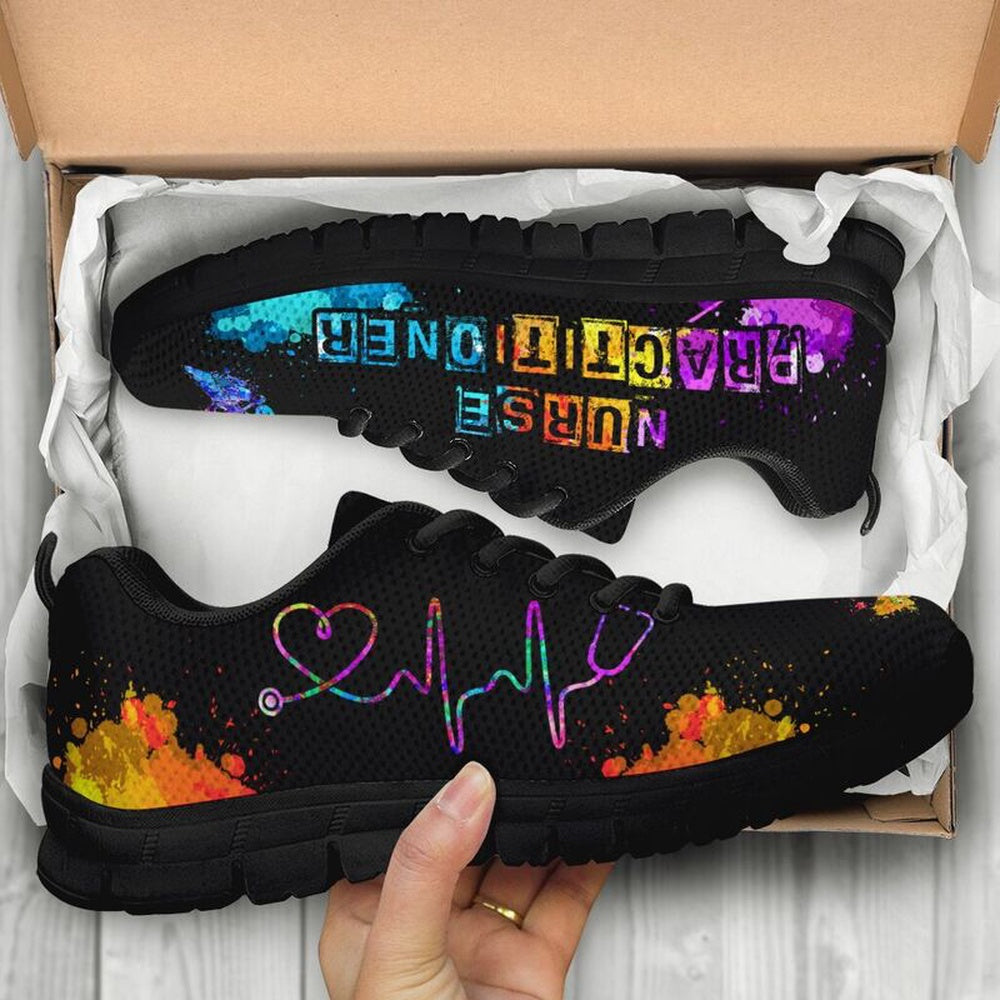 Nurse Sneaker, Nurse Practitioner Art Soleo Balck Sneakers Shoes, Best Shoes For Nurses