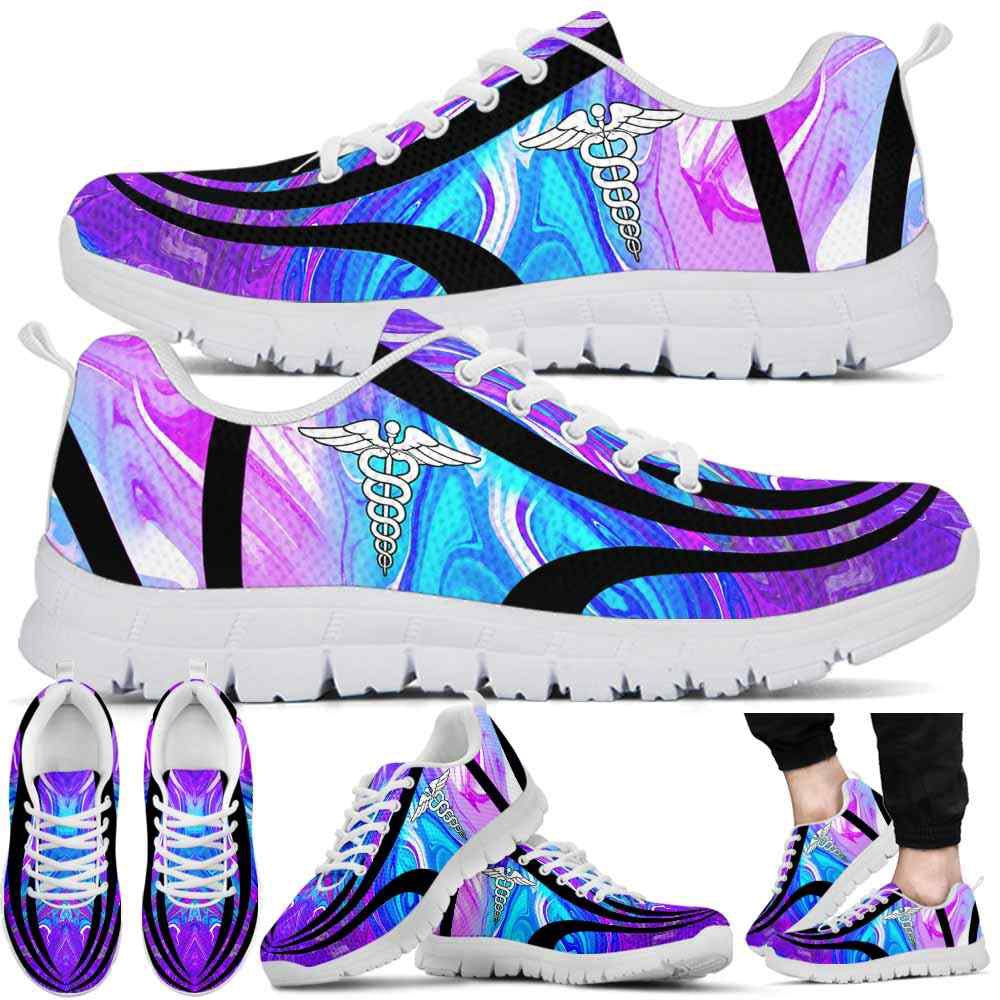 Nurse Sneaker, Nurse Sneakers Gym Running Shoes, Gift For Women And Men, Blue Purple Wave Shoes, Best Shoes For Nurses