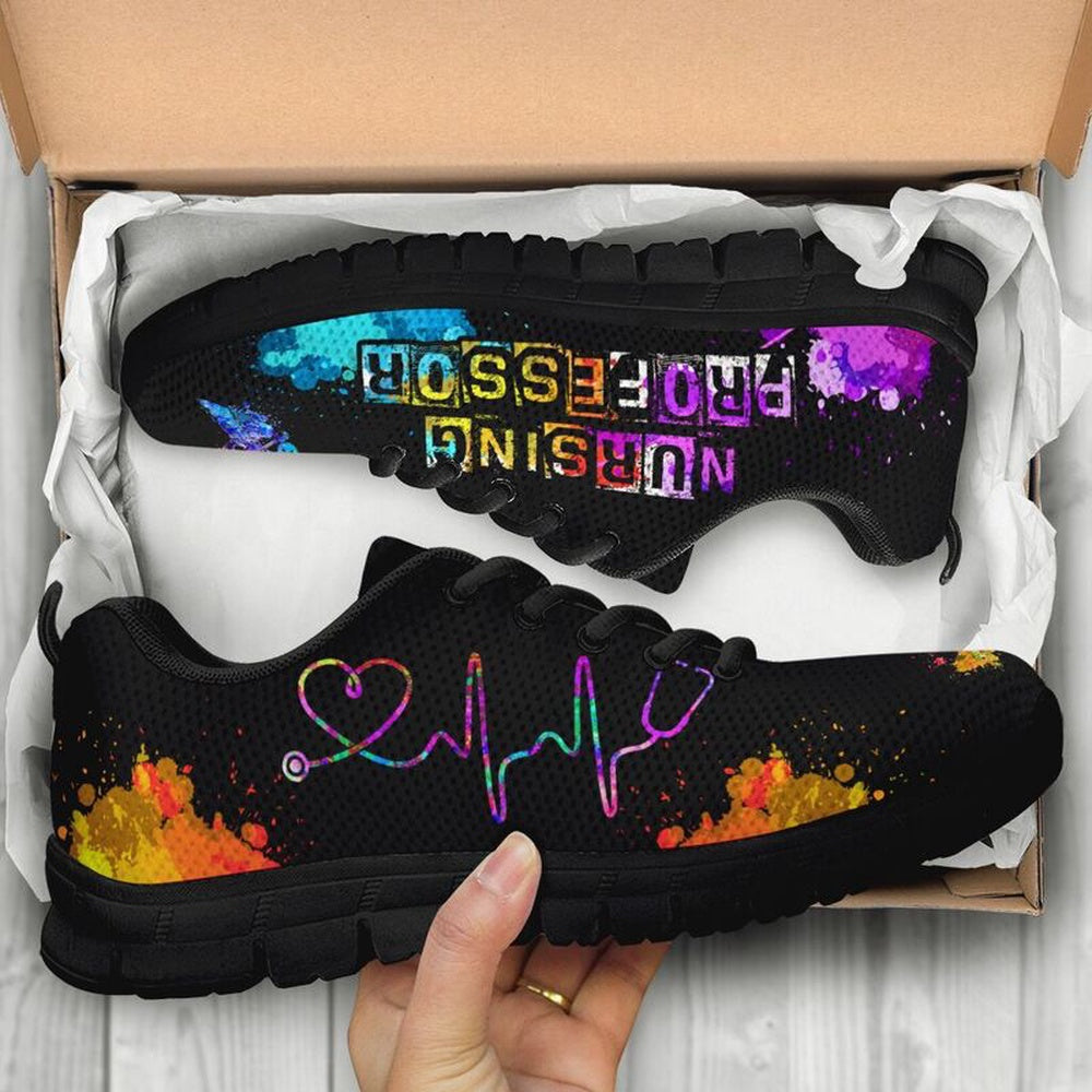 Nurse Sneaker, Nursing Professor Art Heartbeat Sneakers, Best Shoes For Nurses
