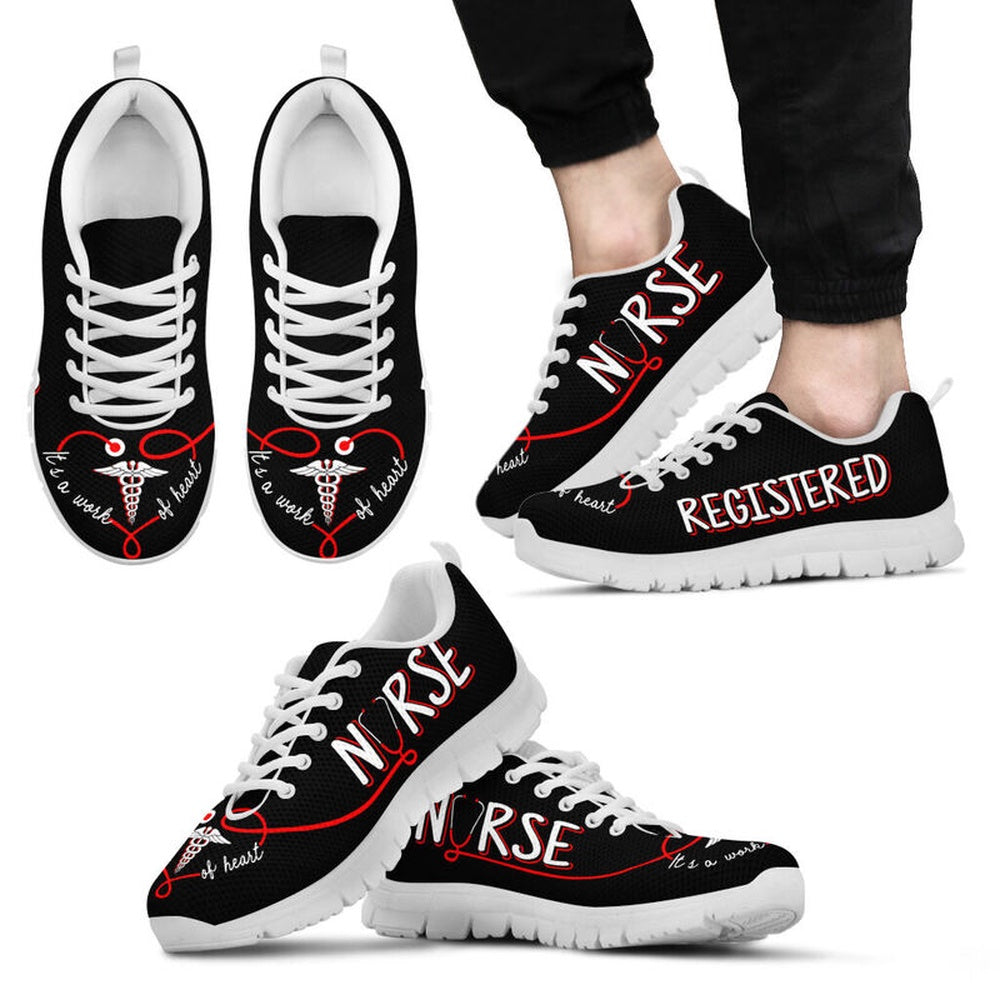 Nurse Sneaker, Registered Nurse It'S A Work Of Heart Sneakers, Best Shoes For Nurses