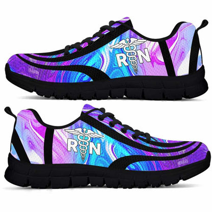 Nurse Sneaker, Registered Nurse Sneakers Gym Running Shoes, Gift For Women And Men, Blue Purple Wave Shoes, Best Shoes For Nurses
