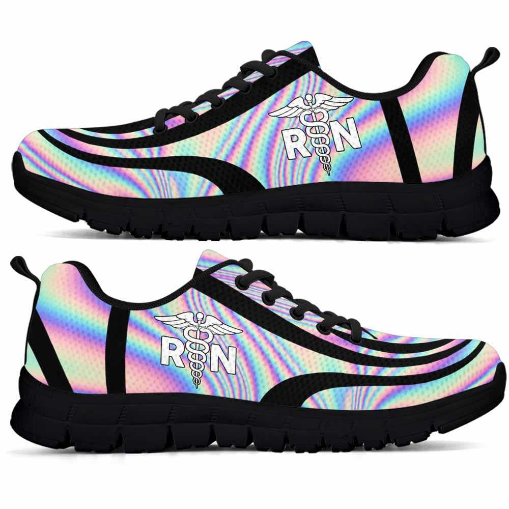 Nurse Sneaker, Registered Nurse Sneakers Gym Running Shoes, Gift For Women And Men, Rainbow Color Gradient Shoes, Best Shoes For Nurses