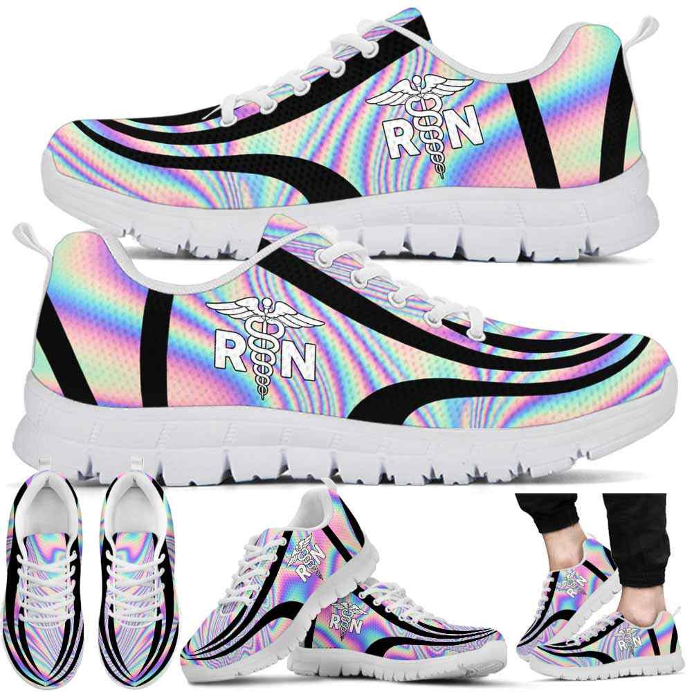 Nurse Sneaker, Registered Nurse Sneakers Gym Running Shoes, Gift For Women And Men, Rainbow Color Gradient Shoes, Best Shoes For Nurses