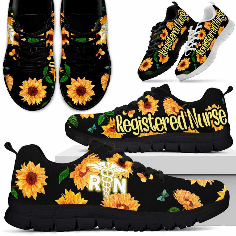 Nurse Sneaker, Registered Nurse Sneakers Running Shoes Gift For Men Women, Mens Womens Sunflower Shoes, Best Shoes For Nurses