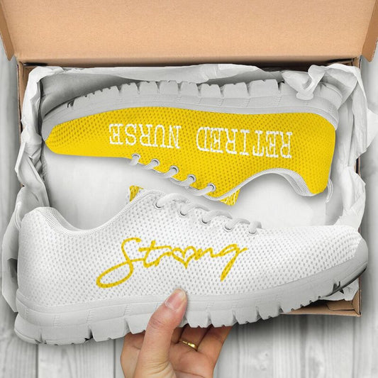 Nurse Sneaker, Retired Nurse Strong Yellow White Sneakers, Best Shoes For Nurses