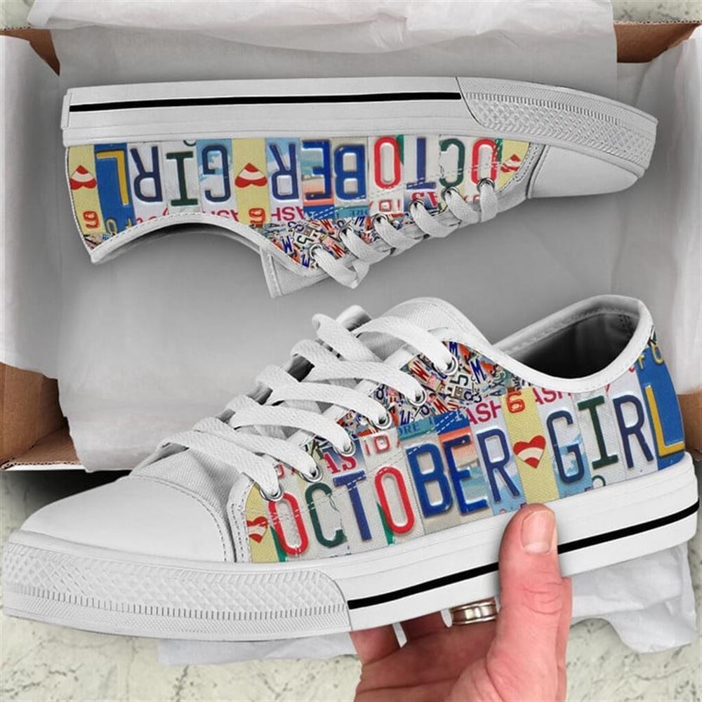 October License Plates Canvas Low Top Shoes, Low Top Sneaker, Low Top Canvas Shoes