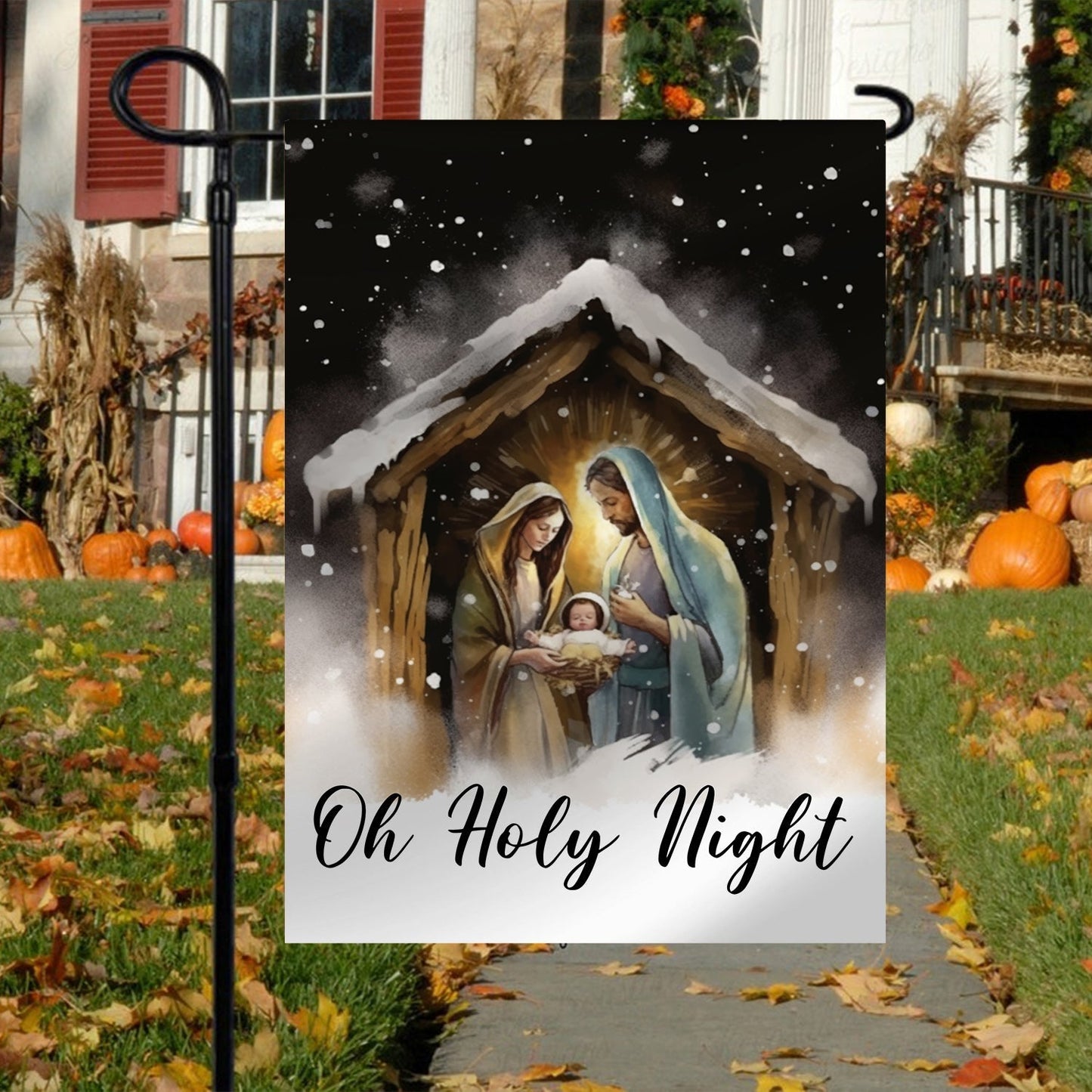 Oh Holy Night A Celebration Of God's Love Christmas Garden Flag - Christian House Flag