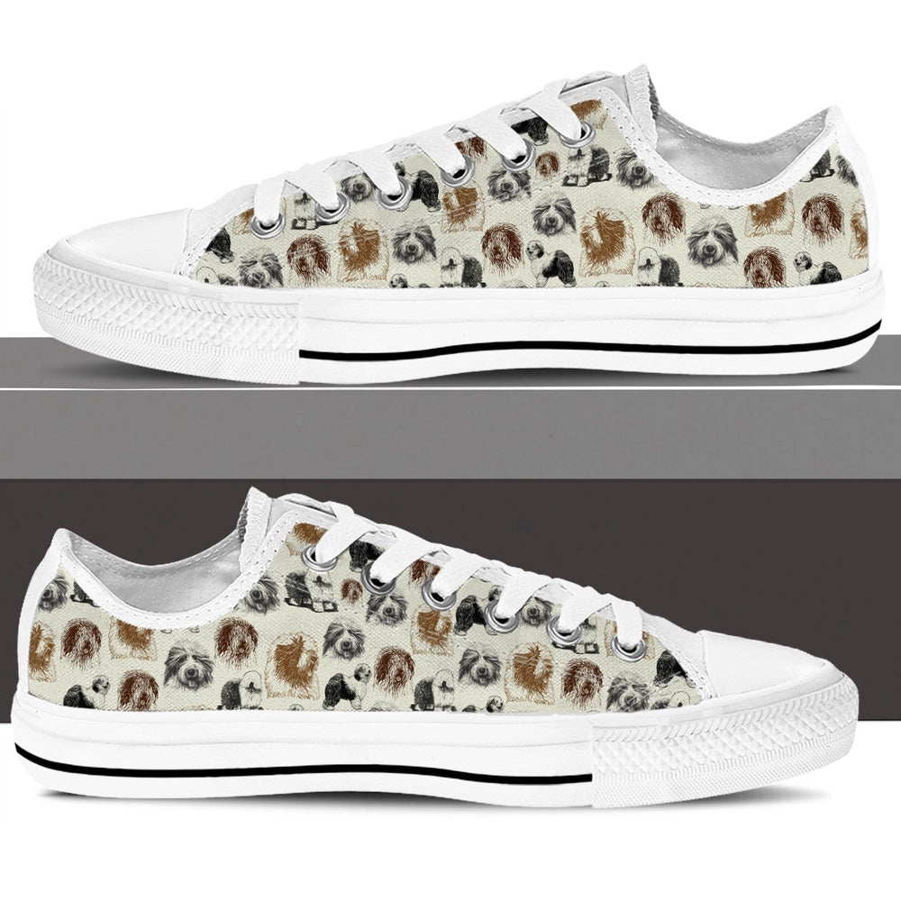 Old English Sheepdog Low Top Shoes - Low Top Sneaker, Dog Printed Shoes, Canvas Shoes For Men, Women