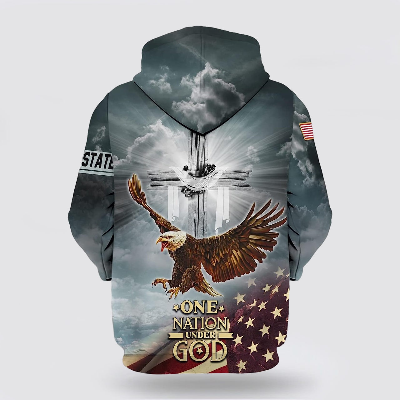 One Nation Under God American Flag With Jesus Cross 3d Hoodies For Women Men - Christian Apparel Hoodies