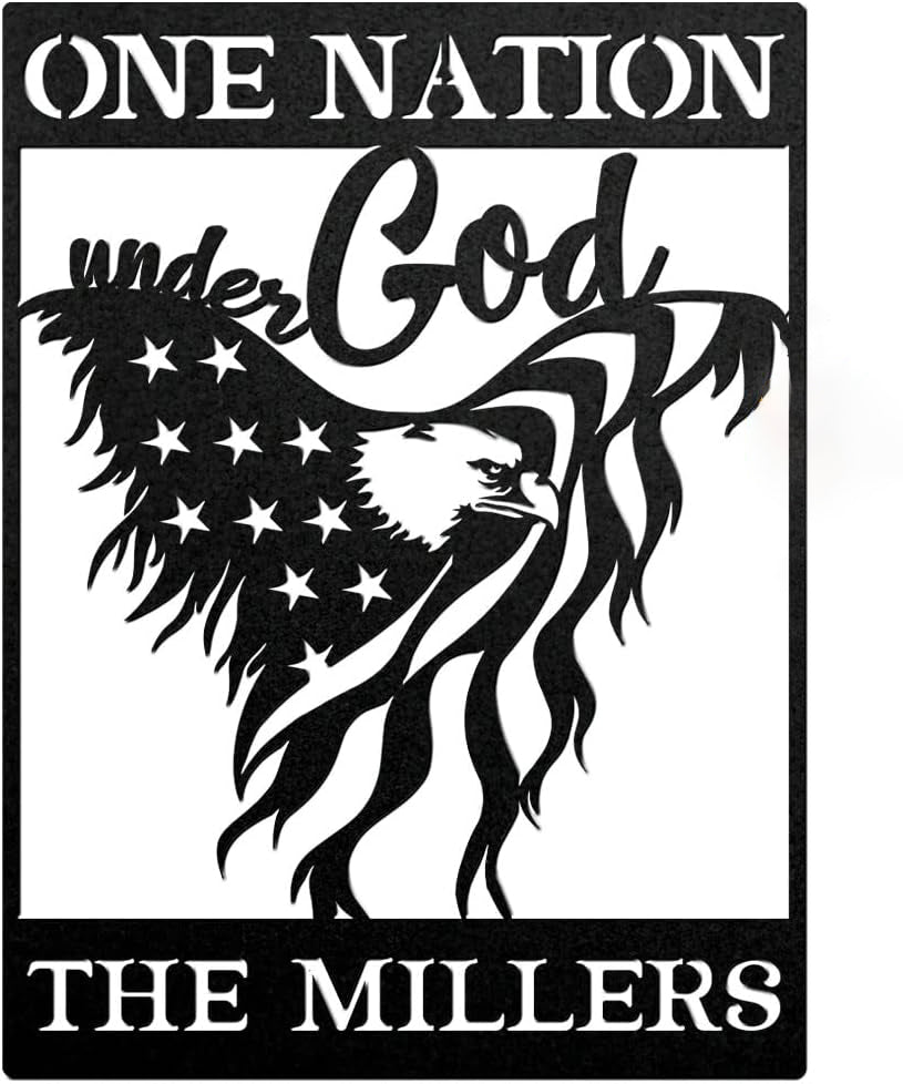 One Nation Under God Personalized Metal Signs - Custom Metal Art - Metal Signs For Outdoors