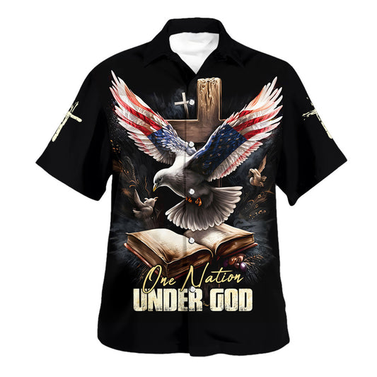 One Nation Under God Eagle Cross Hawaiian Shirt For Men And Women - Religion Hawaiian Shirts