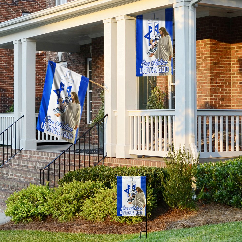 One Nation Under God Israel Jesus Christ Hoopoes Bird - Religious House Flags