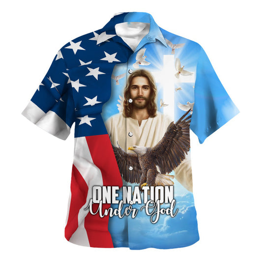 One Nation Under God Jesus Eagle Hawaiian Shirt For Men And Women - Religion Hawaiian Shirts