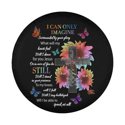 Only Imagine Faith Butterfly Jesus Christian Bible Verse God Spare Tire Cover - Bible Verse Tire Cover