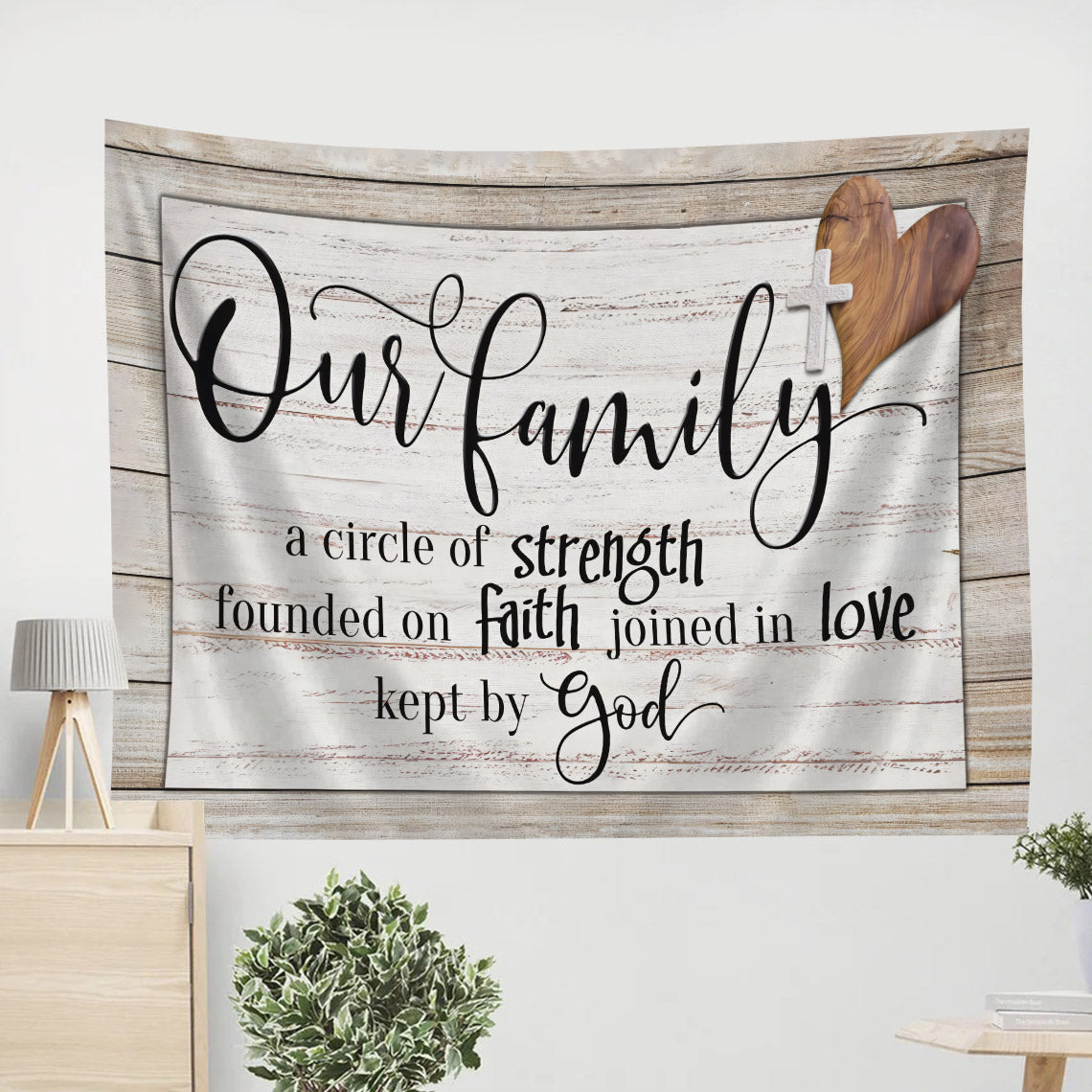 Our Family A Circle Of Strength Tapestry - Christian Wall Tapestries