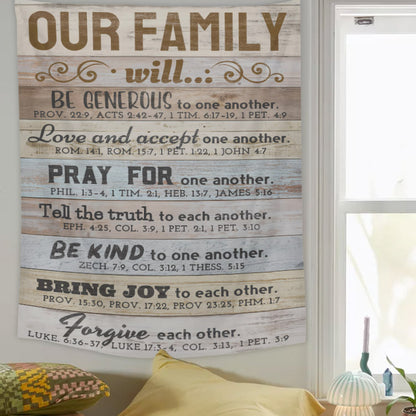 Our Family Bible Verses Religious Tapestries - Christian Wall Tapestry Decor
