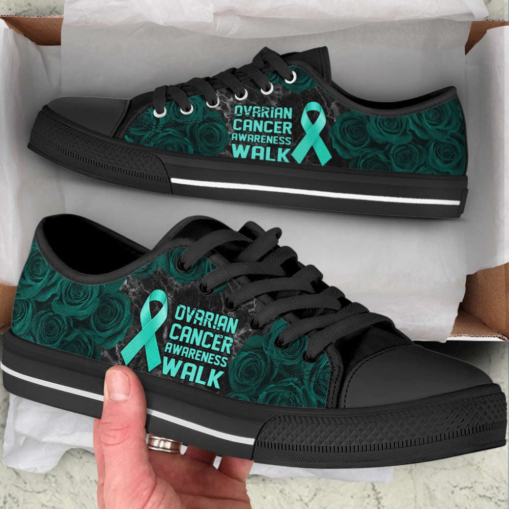 Ovarian Cancer Shoes Awareness Walk Low Top Shoes Canvas Shoes, Breast Cancer Awareness Shoes