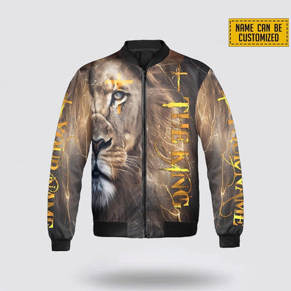 Personalized Name The King Lion Christian Jesus Bomber Jacket For Men Women