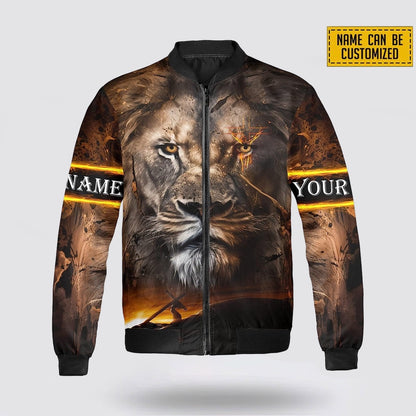 Personalized Name The Lion Christian Jesus Bomber Jacket For Men Women