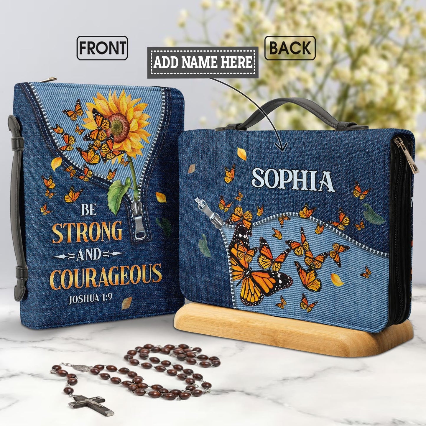  Personalized Bible Cover - Be Strong And Courageous Joshua 1 9 Butterfly Bible Cover for Christians