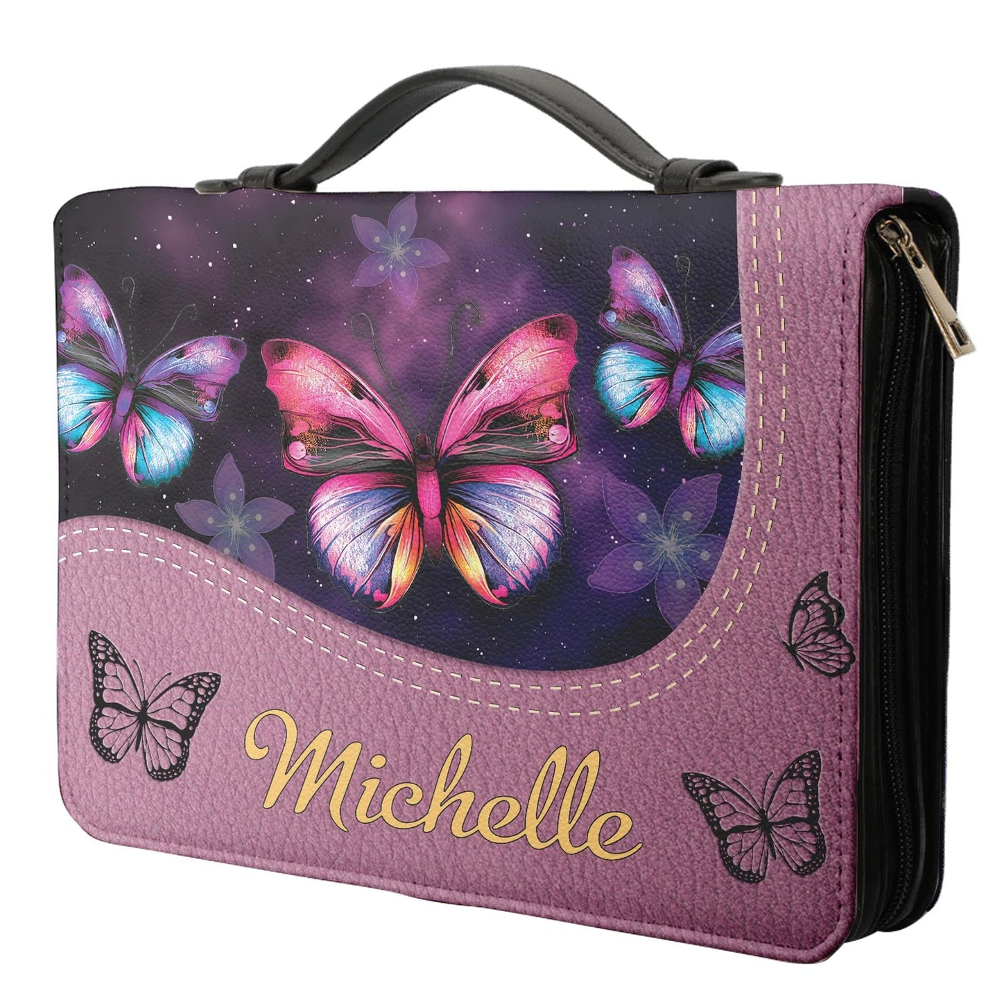  Personalized Bible Cover - Be Strong And Courageous Joshua 1 9 Butterfly Galaxy Bible Cover for Christians