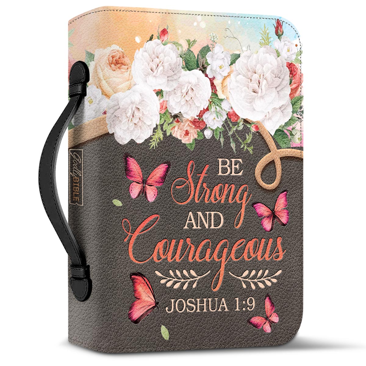  Personalized Bible Cover - Be Strong And Courageous Joshua 1 9 Butterfly Vintage Flower Bible Cover for Christians