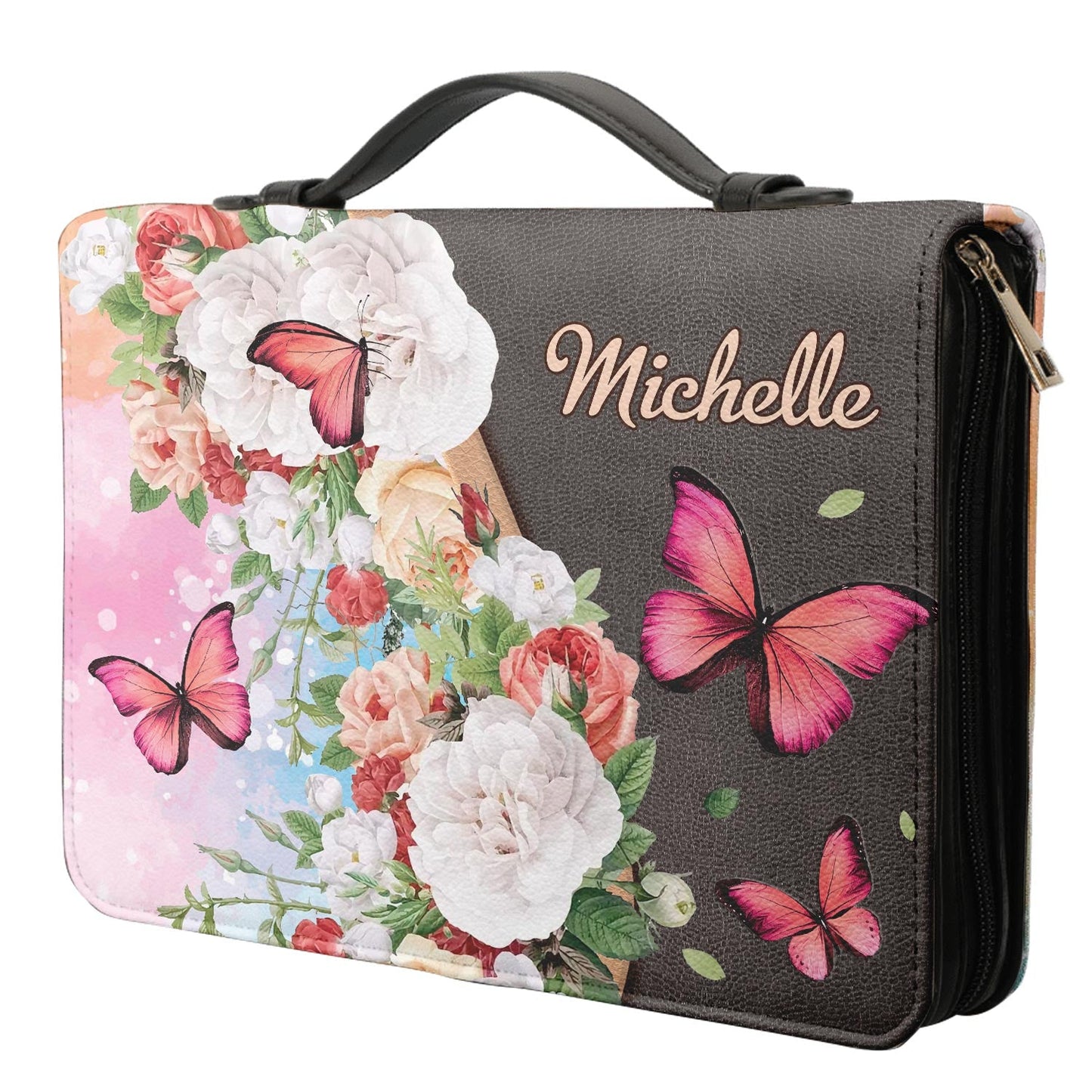  Personalized Bible Cover - Be Strong And Courageous Joshua 1 9 Butterfly Vintage Flower Bible Cover for Christians