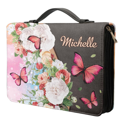  Personalized Bible Cover - Be Strong And Courageous Joshua 1 9 Butterfly Vintage Flower Bible Cover for Christians
